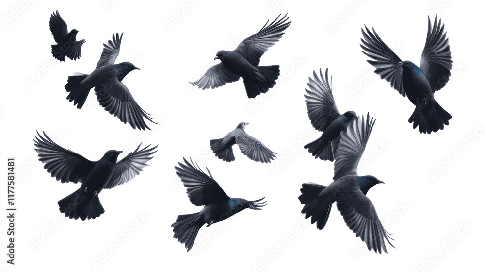 A Flock of Birds in Flight: Dark Avian Elegance A Flock of Birds in Flight: Dark Avian Elegance