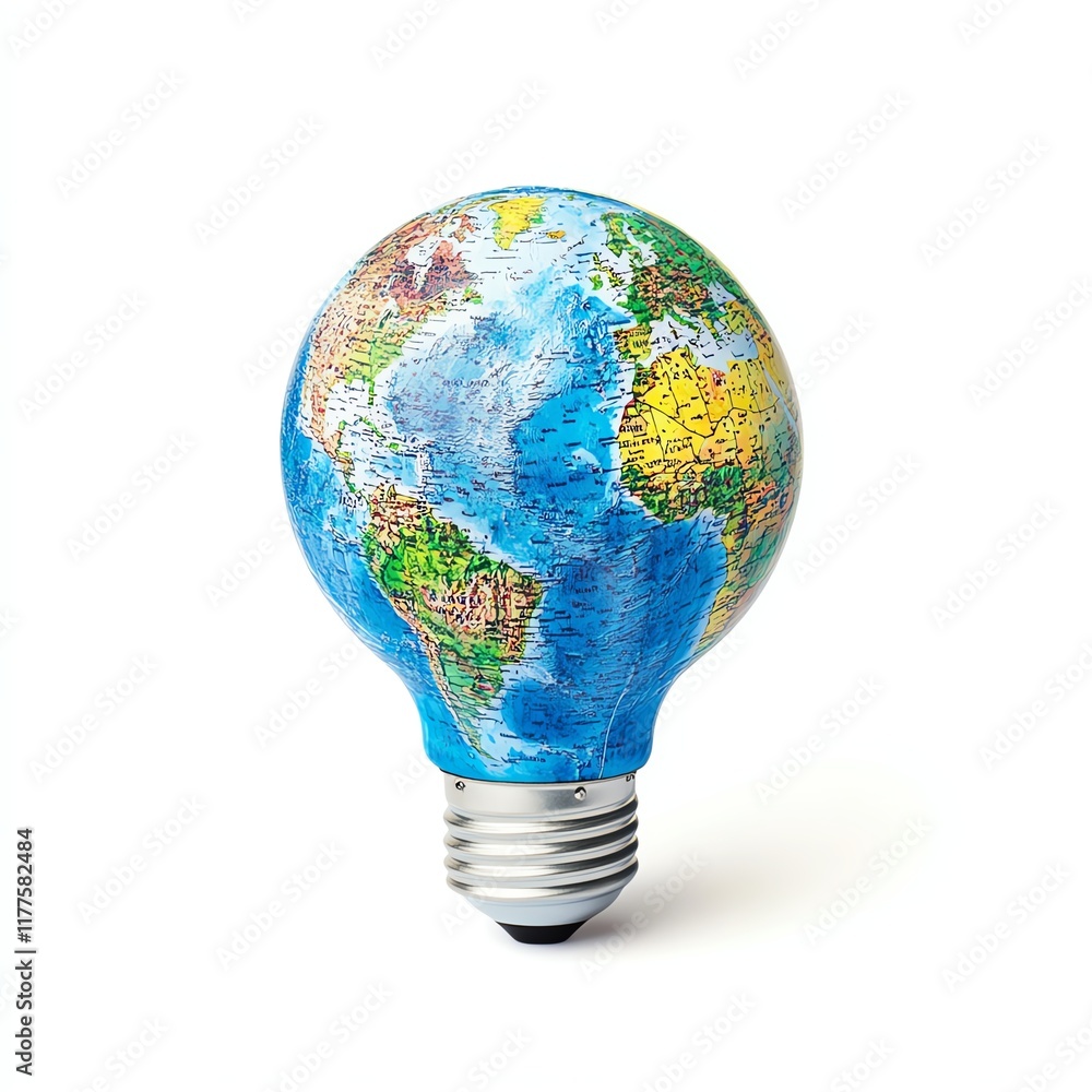 Light bulb with a globe design, isolated on a white background. Light bulb with a globe design, isolated on a white background.