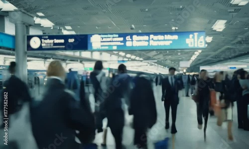 Blurry Crowd Moving Fast in a Busy Airport – Dynamic Travel Scene