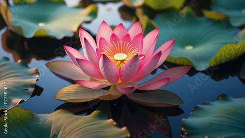 Serene Pink Lotus Flowers Floating on a Tranquil Pond