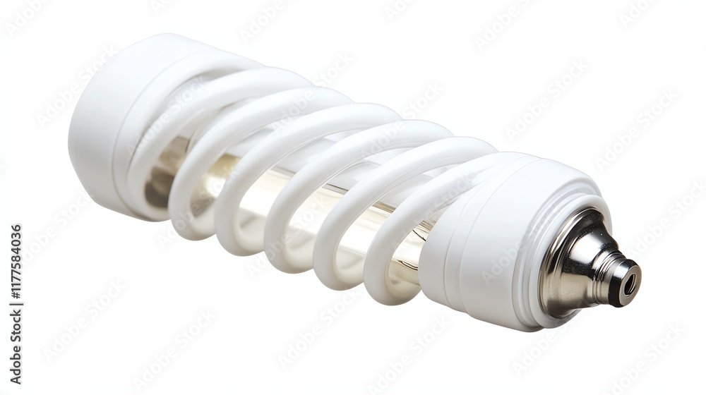 Compact fluorescent light bulb with a spiral design on a white isolated background. Compact fluorescent light bulb with a spiral design on a white isolated background.