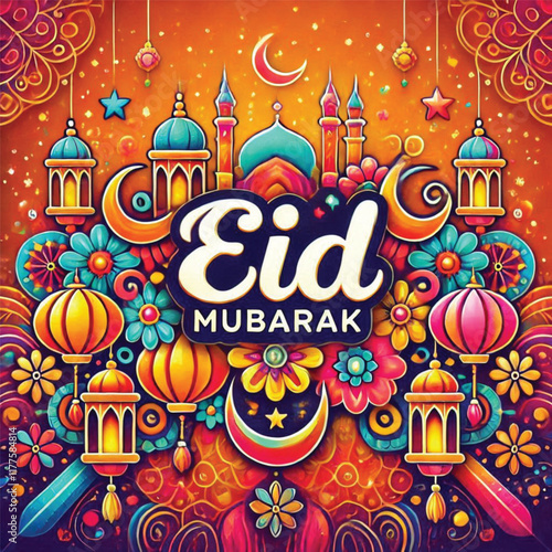 vector eid mubarak, a Muslim holiday throughout the world