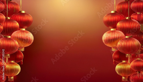 Red and gold design wallpaper with Chinese pattern, Elegant greeting design for Chinese New Year 