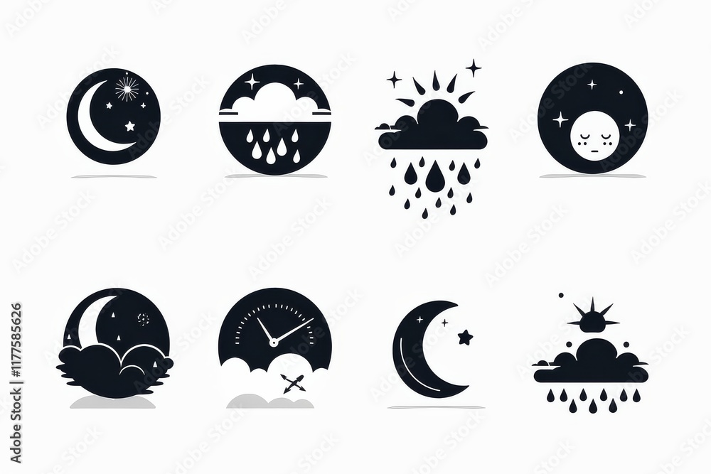 Fototapeta premium Weather Icon, Simple Logo Minimalism