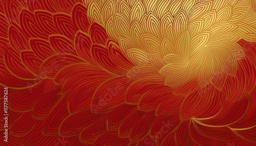 Red and gold design wallpaper with Chinese pattern, Elegant greeting design for Chinese New Year 