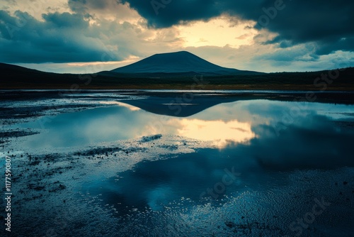 During the night, mud spews from a volcano in Berca, Buzau, Romania photo