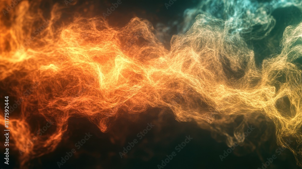 Abstract Flow of Orange and Blue Light Waves Abstract Flow of Orange and Blue Light Waves