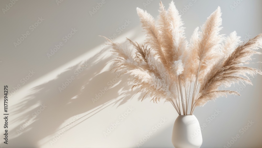 Naklejka premium pampas grass dried flowers for decoration in a room.