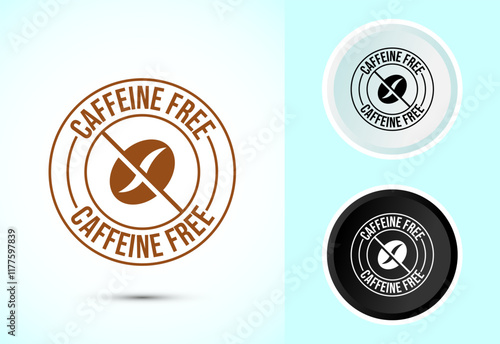 Caffeine free icon design illustration, No caffeine badge, sticker label design