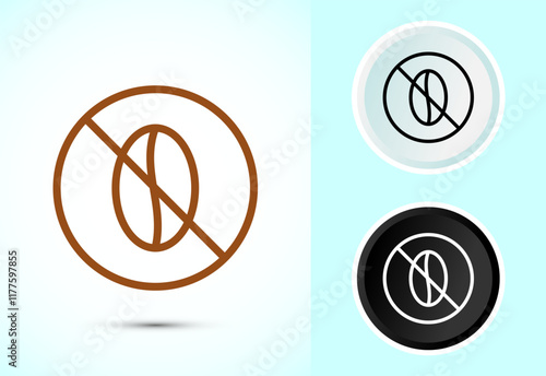 Caffeine free icon design illustration, No caffeine badge, sticker label design