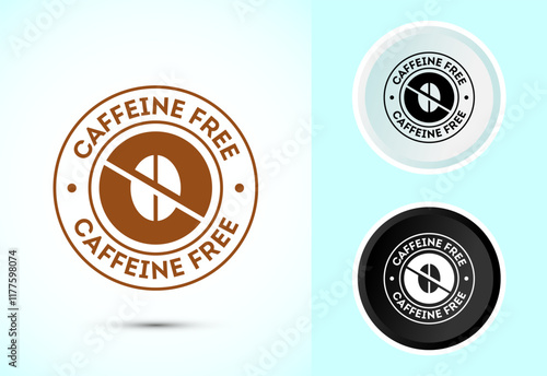 Caffeine free icon design illustration, No caffeine badge, sticker label design