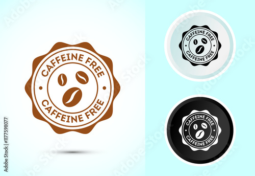 Caffeine free icon design illustration, No caffeine badge, sticker label design
