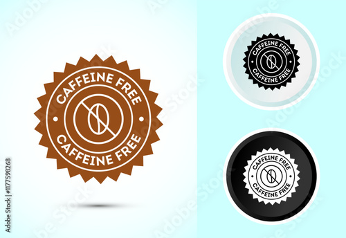 Caffeine free icon design illustration, No caffeine badge, sticker label design