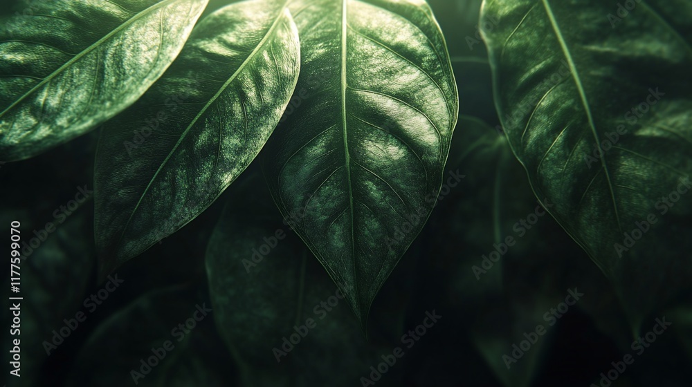 Lush green leaves, sunlight, jungle, nature background; website design Lush green leaves, sunlight, jungle, nature background; website design