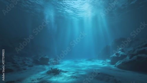 Wallpaper Mural Underwater Sea Deep Abyss With Blue Sun light. Torontodigital.ca