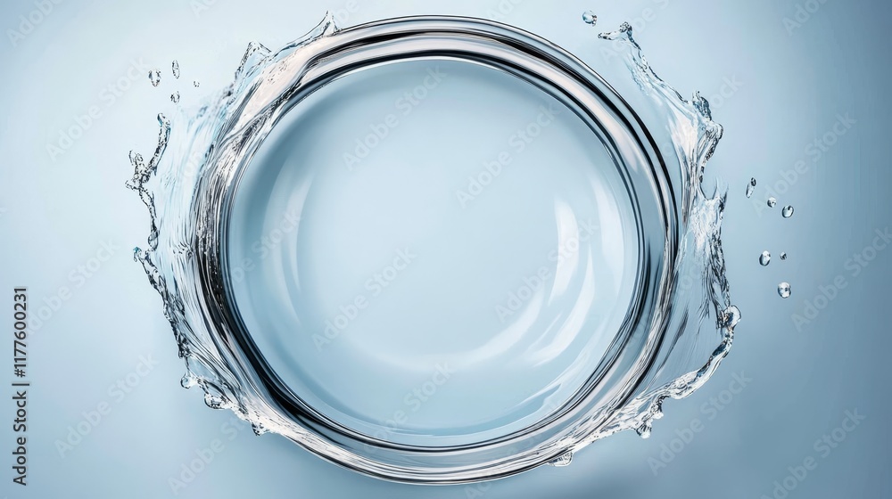 Fototapeta premium Aqua Ring Background Image - Pure, serene water forming a perfect ring, symbolizing purity, clarity, cycle, renewal, and unity. A calming, abstract image.