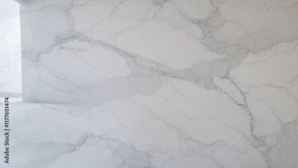 Obraz premium White marble background with gray veining and polished texture for design projects.