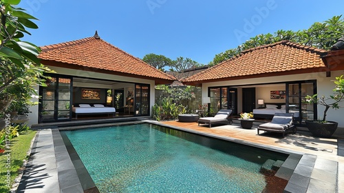 Wallpaper Mural Tropical vacation villas with swimming pool. Torontodigital.ca