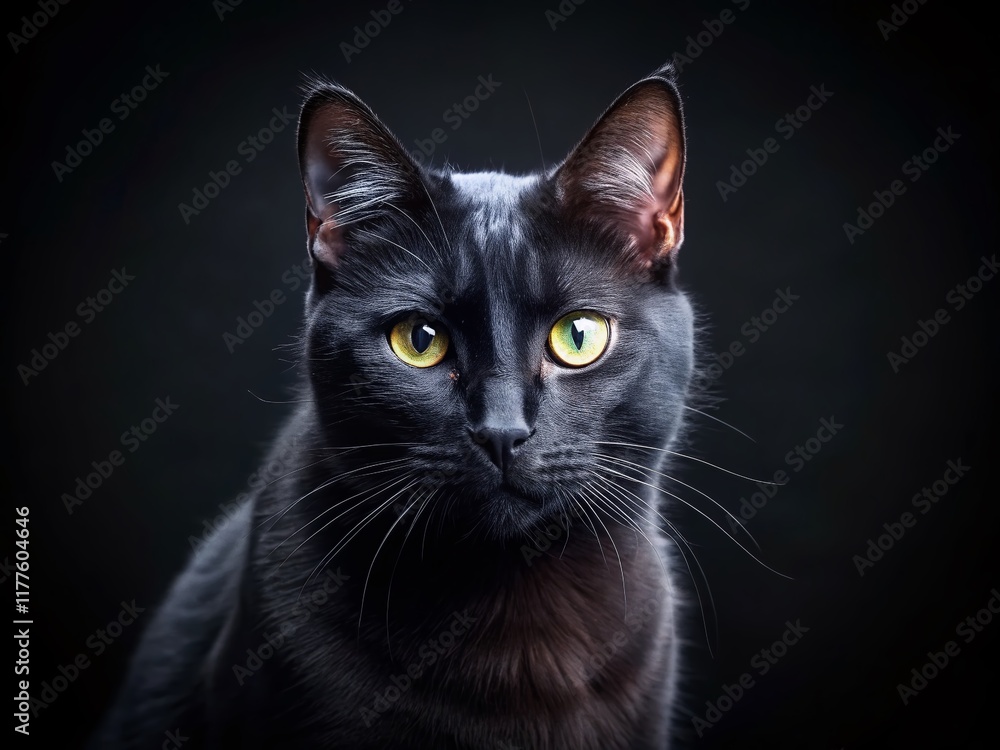 Mysterious Black Cat on Black Background - Dark Feline Photography Mysterious Black Cat on Black Background - Dark Feline Photography