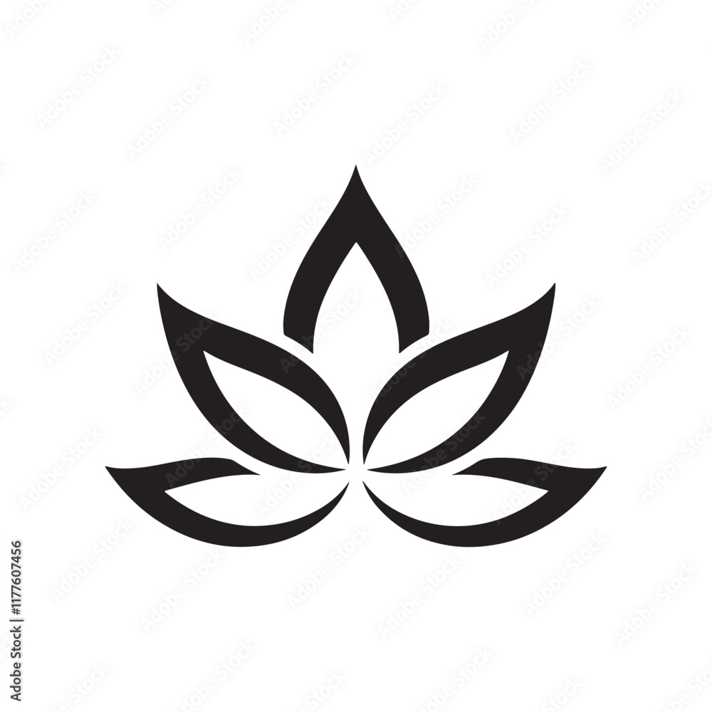 Minimalistic Monochrome Lotus Flower Icon Design, lotus silhouette. Minimalistic Monochrome Lotus Flower Icon Design, lotus silhouette.