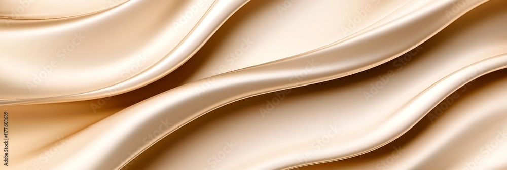 Obraz premium Beige Silk Waves Abstract - Elegant beige silk fabric flows gracefully, symbolizing luxury, smoothness, sophistication, fluidity, and serenity.