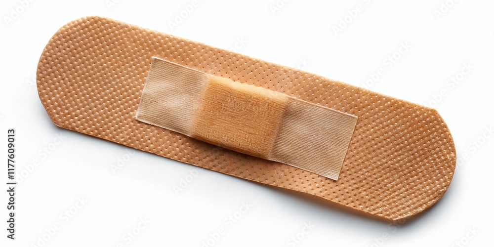 New Sticky Bandage, Crumpled Adhesive Plaster Isolated on White Background - Top View New Sticky Bandage, Crumpled Adhesive Plaster Isolated on White Background - Top View