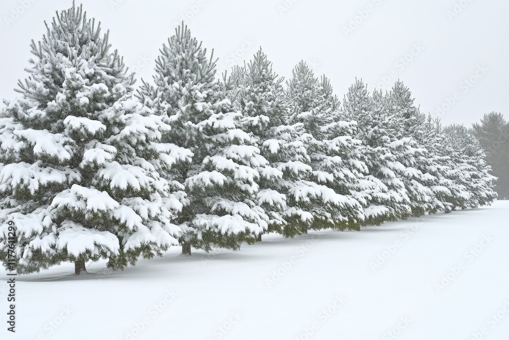 Fototapeta premium pine tress blanketed snow