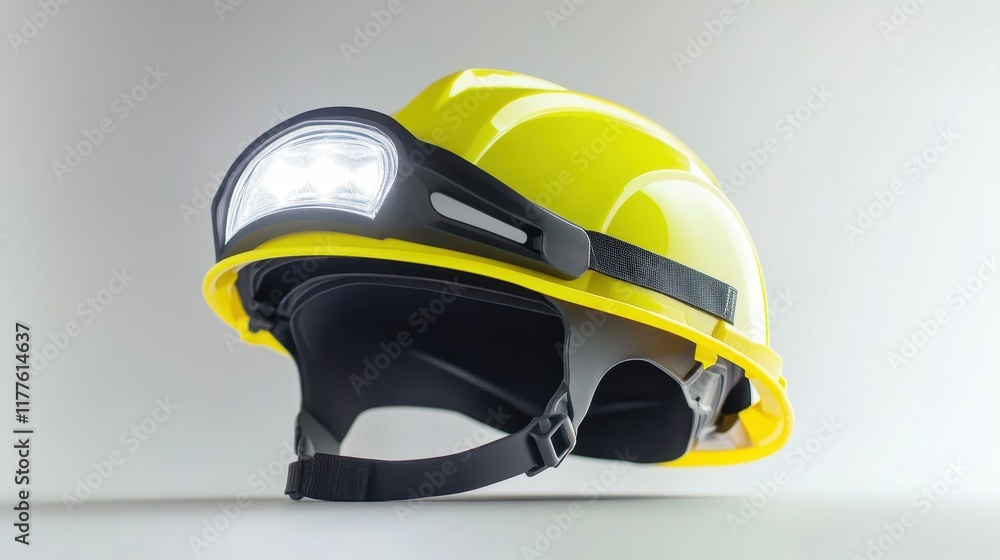 Yellow Hard Hat with Headlamp for Safety and Protection Yellow Hard Hat with Headlamp for Safety and Protection