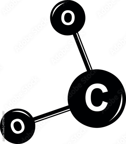 vector illustration black and white symbol CO2 carbon dioxide molecule concept