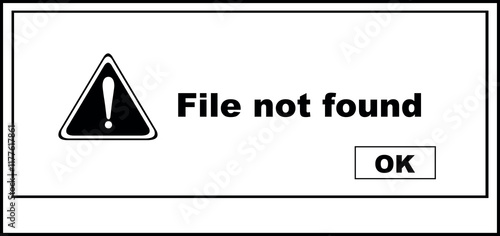 vector illustration drawing black and white icon pop up icon with file not found message