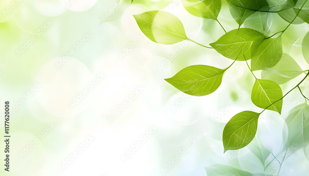 Vibrant Green Leaves in Soft Sunlight Background Vibrant Green Leaves in Soft Sunlight Background