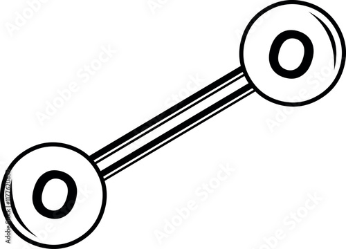 vector illustration drawing black and white symbol O2 oxygen molecule concept