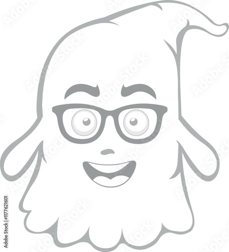 vector illustration character ghost cartoon with nerd glasses
