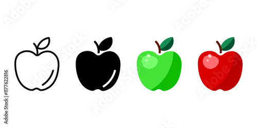 Apple fruit color icon. Red and green apple symbol. Fresh rand ripe fruit sign. Healthy eating pictogram.