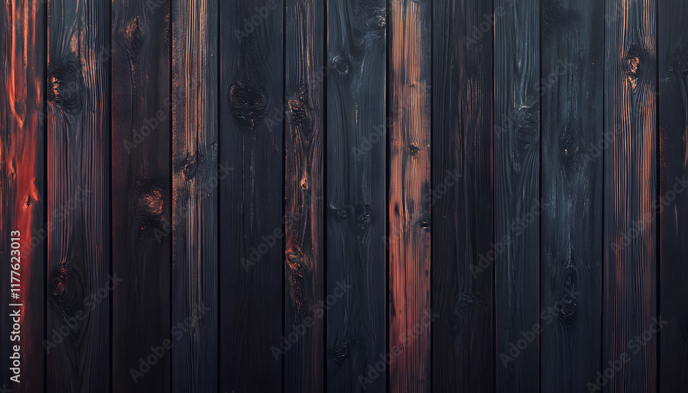 Fototapeta premium Dark stained vertical wooden planks background
