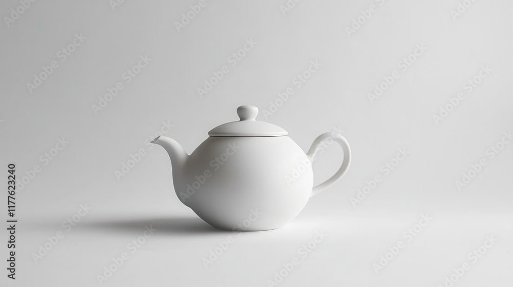 Elegant White Teapot on Minimalist Background Elegant White Teapot on Minimalist Background