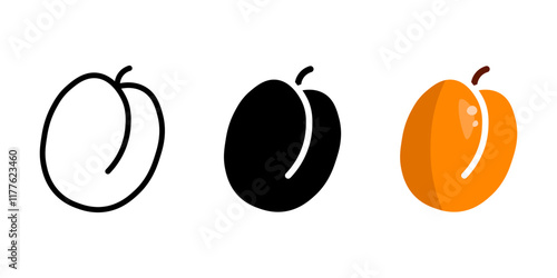 Apricot fruit color icon. Orange juicy apricot symbol. Fresh rand ripe fruit sign. Summer pictogram.