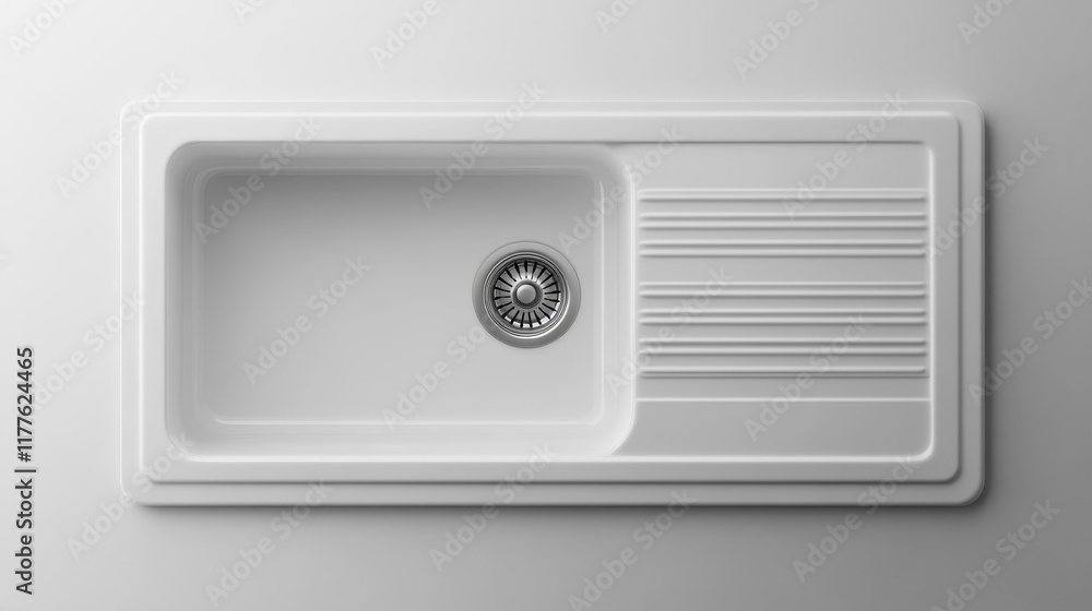 Minimalist White Kitchen Sink with Drain and Ridges Minimalist White Kitchen Sink with Drain and Ridges