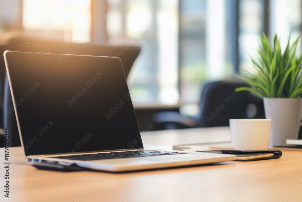 Fototapeta premium laptop on office table