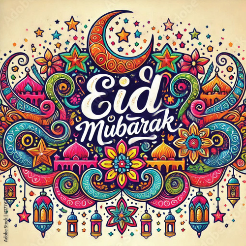 vector Eid Mubarak, Muslim holiday throughout the world