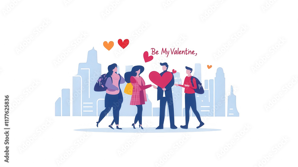 Valentine's Day Flat Vector Typography with Valentine's Day Flat Vector Typography with