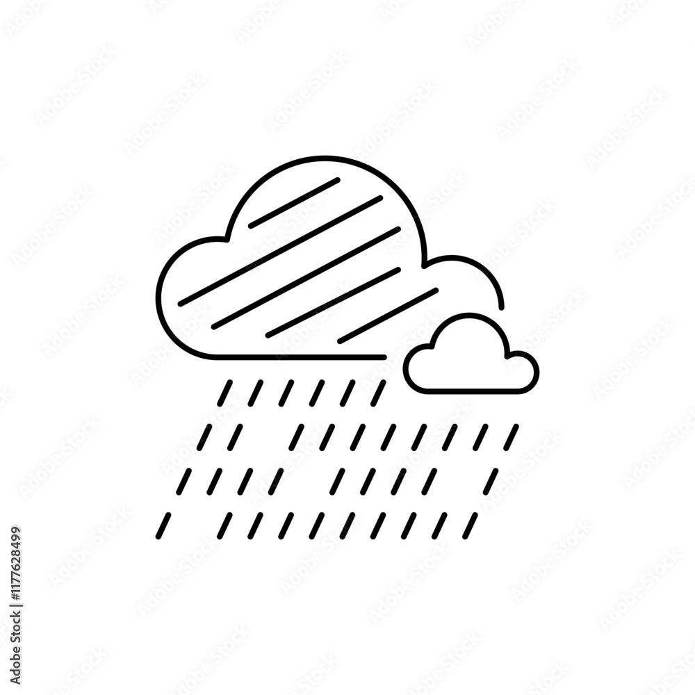 Rainy Outline Icon for Meteorology Rainy Outline Icon for Meteorology