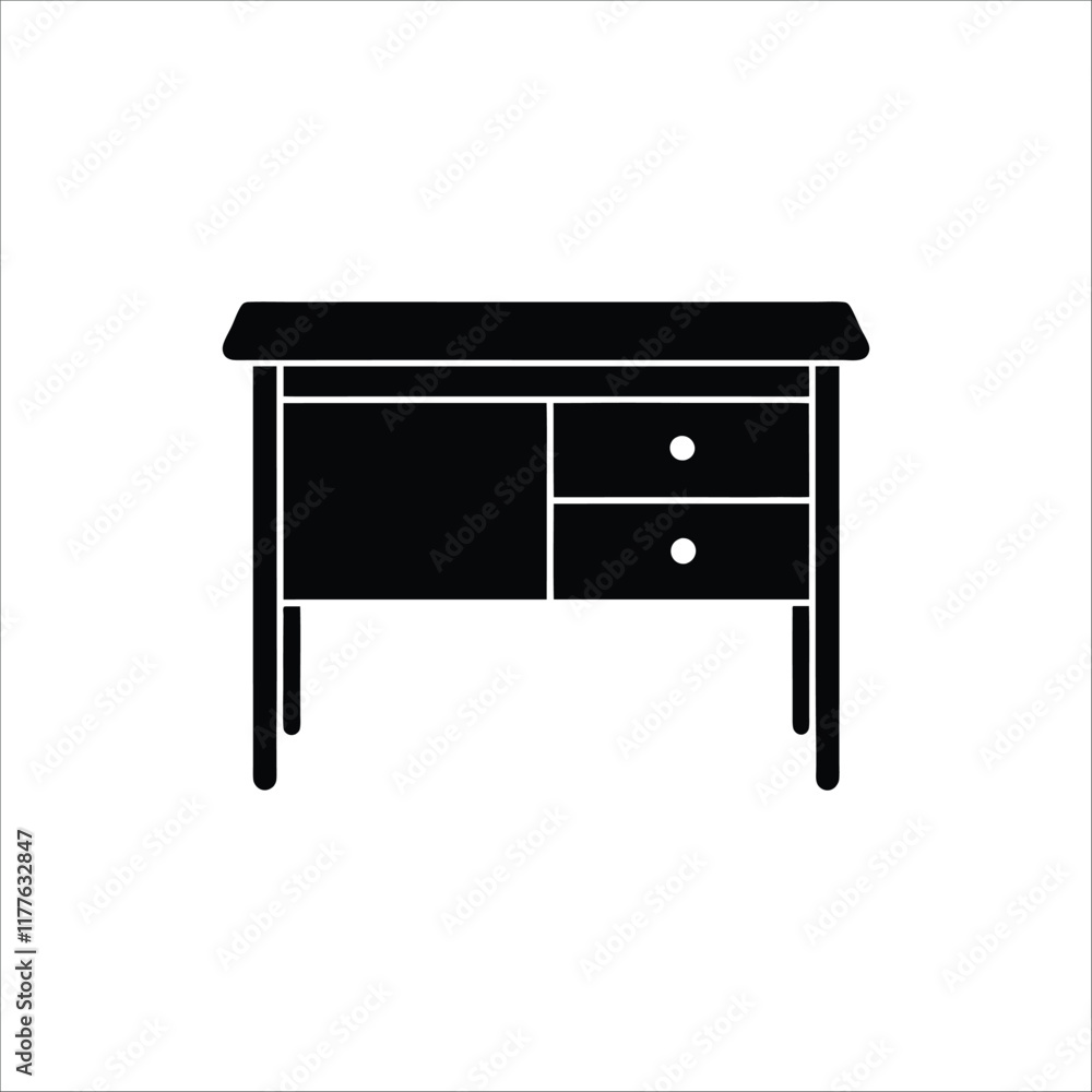 Simple Vector Illustration of a Corner Desk with Drawers Simple Vector Illustration of a Corner Desk with Drawers