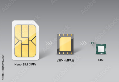 Set of SIM cards mockups. Realistic vector illustration isolated on grey background. Can be use for template your design, presentation, promo, ad. EPS10.
