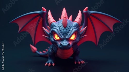 Cute Baby Dragon with Glowing Eyes photo