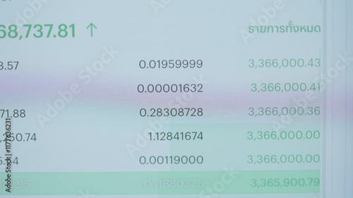 A computer screen shows a series of numbers, with the numbers increasing in value. The numbers are in the thousands and millions, and the numbers are separated by commas photo