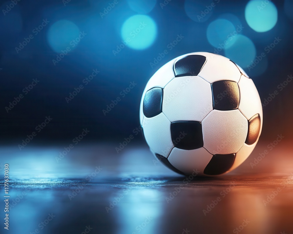 Naklejka premium Exciting soccer ball action stadium sports photography night close-up dynamic movement