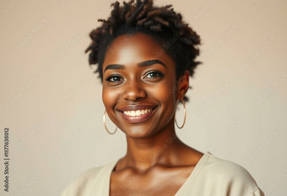 Portrait of an afro-American woman with a gentle smile Portrait of an afro-American woman with a gentle smile
