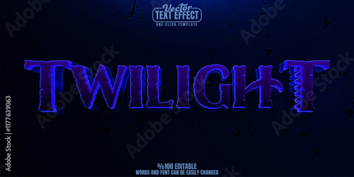 Twilight editable text effect, customizable horror and night 3d font style