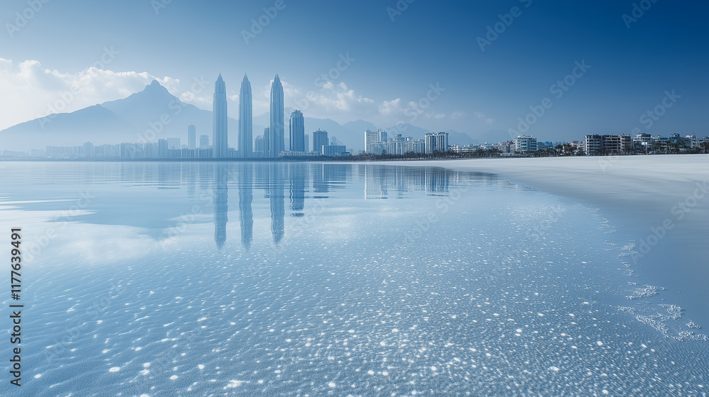 Fototapeta premium Coastal Skyline Reflection